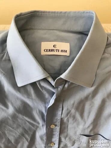 Suits: Shirt Long sleeves, L, M, XL, Cerruti, color - Grey, Cotton — 1