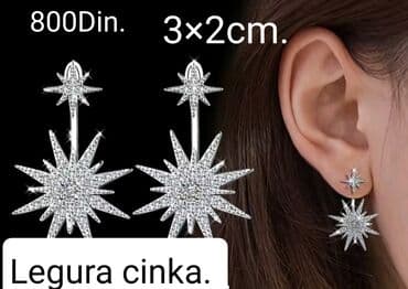 nakit od hiruskog celika: Minđuše na šraf, Materijal: Cirkon — 1