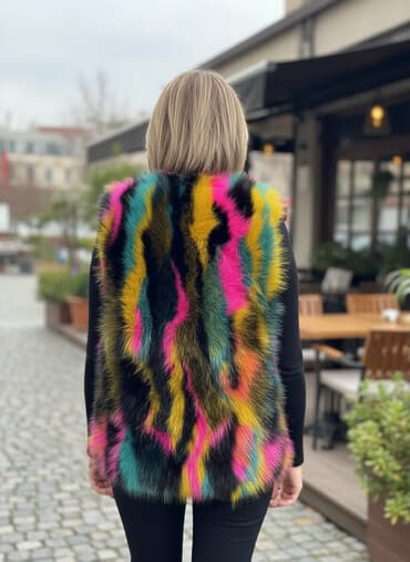 L, Faux fur, color - Multicolored