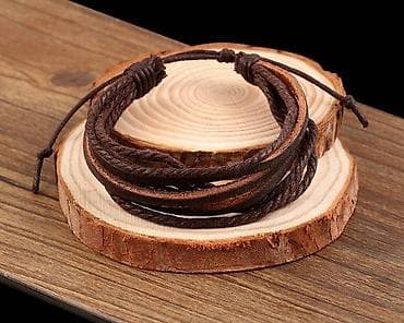 Kožna narukvica - Ručno rađena kombinacija prirodne kože i čvrstog