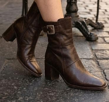 moon boots cena: Ženske kožne gležnjače – tamno braon - Materijal: prirodna koža — 1