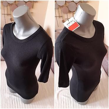 parfemi cene: Crna ženska majica sa 3/4 rukavima - Veličina: M - Dužina: 60 cm - — 2