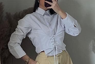 pull and bear suknje: Ženska košulja sa korset vezivanjem, neobučene, plaćene po 2500 — 4