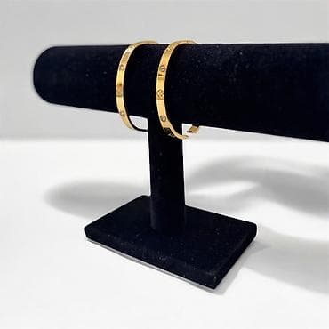 roze stvari: Zlatne narukvice – par - Materijal: metal u zlatnom hirurškom čeliku — 3