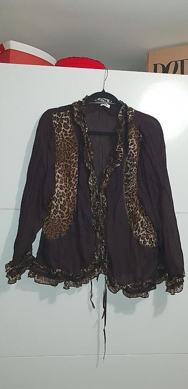 Ženska lagana kimono/bolero bluza sa animal print detaljima. Boja