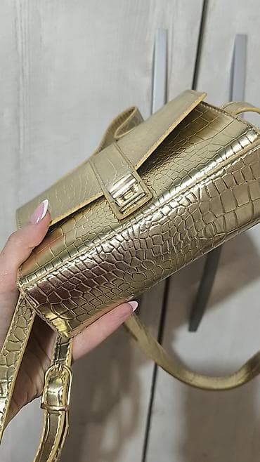 torba monster high: Zlatna koton crossbody torbica sa krokodil reljefnim uzorkom - — 2