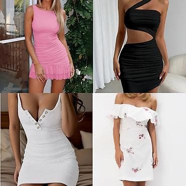 bele ravne sandale: Nove haljine. Velicina M osim poslednje cvetne. Roze 900din, crna — 1