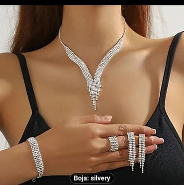 Setovi nakita: Komplet nakita – srebrna boja (silvery) - Elegantan set sa sjajnim — 1