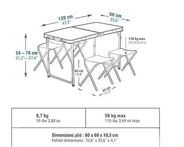 Setovi stolova i stolica: Set sklopivog stola sa 4 stolice – za kampovanje, piknik i baštu - — 2