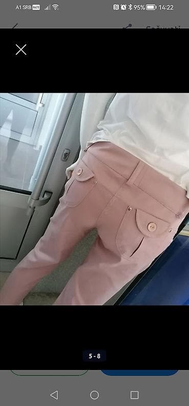 poderane farmerke: Ženske pantalone – svetlo ružičaste boja puder roze - Kroj: ravan — 8