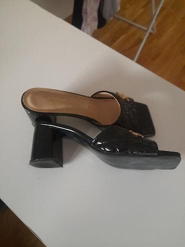 Slippers: Crne klompe/sandale sa blok potpeticom, Chanel Paris, veličina 39. - — 7
