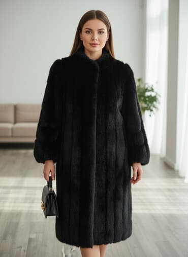 stradivarius jakna sa krznom: L, Sa postavom, Veštačko krzno, bоја - Crna — 1