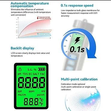 merac ph vrednosti zemljista: Digitalni 8-u-1 tester kvaliteta vode ✅ Meri: • pH vrednost • — 4