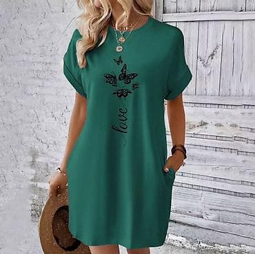 Haljine: Ženska ležerna mini haljina sa kratkim rukavima i džepovima. Ravan — 3