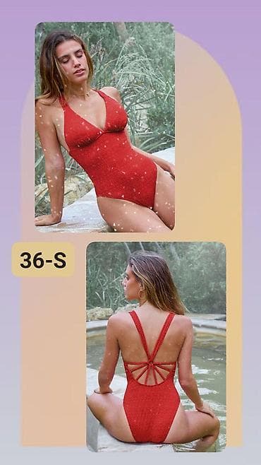 Jednodélni kupaći kostim – crvena boja, veličina 36-S. - Model sa