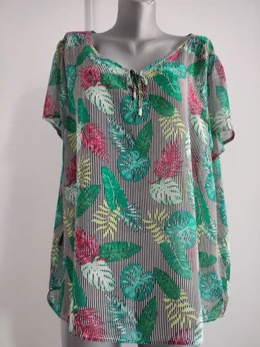 Women's Clothing: 4XL, Polyester, Floral, color - Green — 1