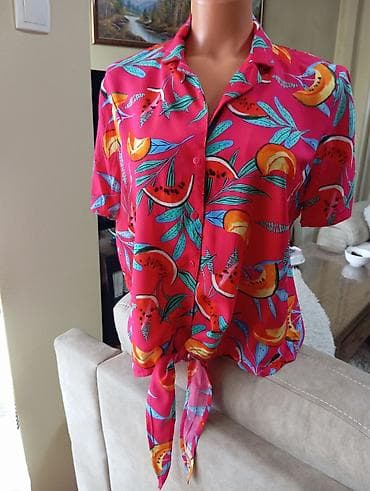 zelene sandale: Ženska letnja košulja sa kratkim rukavima i čvorom za vezivanje — 1