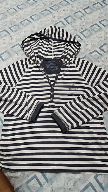 halji e: ESPRIT dukserica sa kapuljačom, prugasti dezen (tamnosiva/bela). - — 1