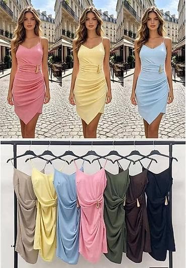 parka s: Ženska mini haljina na tanke bretele – elegantan model sa asimetričnim — 2