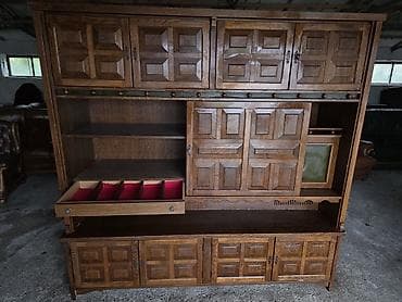 polica: Masivna drvena vitrina/sekretar u klasičnom stilu - Materijal: puno — 5