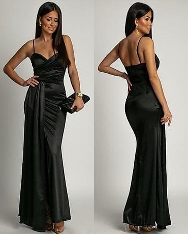 mango haljine: Svečana duga haljina od satenskog materijala sa tankim bretelama. Kroj — 2