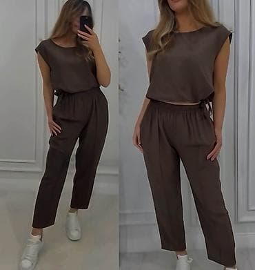 bunda s: Dvodijelni ženski komplet – top bez rukava i ravne pantalone sa — 2