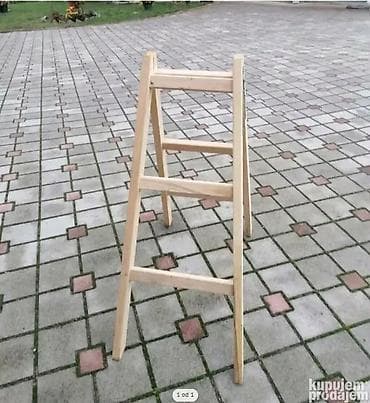 hitachi alati akcija: Drvena sklopiva merdevina/step-lestvica - Materijal: prirodno — 1