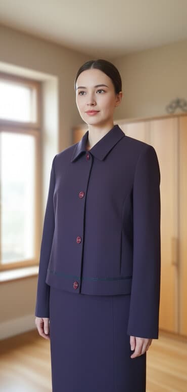 haljina s višnjama: Komplet, kostim NOV suknja ravna sanel duzina, pozadi sa malim slicem — 1