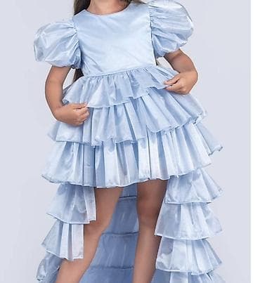 balans bicikl za bebe: Dečija svečana haljina – svetloplava “princeza” sa bogatim volanima — 1