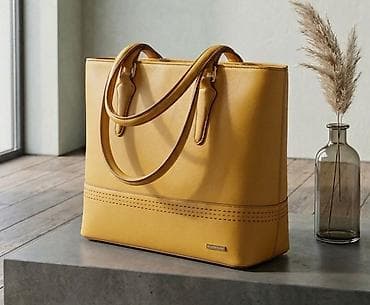 kozne muske torbice: Elegantna ženska torba – tote model u toploj žutoj boji - Materijal — 1