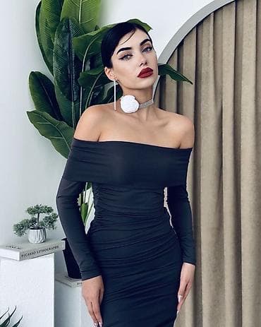 haljine tifani: 🔥Elegantna midi haljina sa spuštenim ramenima - Kroj: uska silueta — 4