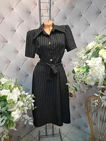 cipele ruma: Ženska košulja-haljina sa prugama - Kroj: klasična košulja-haljina A — 3