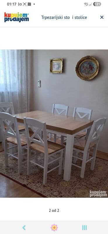 Sets of table and chairs: Sto kocka Dimenzije: 40 : Boja natur bela Stolica etno X Cena — 1