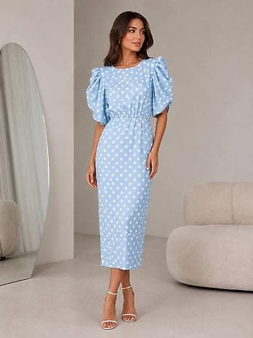 tutu suknje: Midi haljina na tufne sa puf rukavima. - Elegantna midi dužina sa — 2