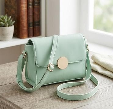 Elegantna torbica preko ramena – pastelno zelena - Materijal: glatka