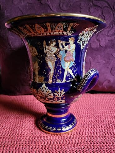 set porcelanski: Cup,vaza vintaz nov grcki,porcelanski,rucno oslikan 24 kar.zlatom — 6