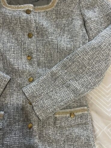 Jackets, Coats, Vests: Sivi sako od tvida u S velicini. Siven po uzoru na chanel model — 2