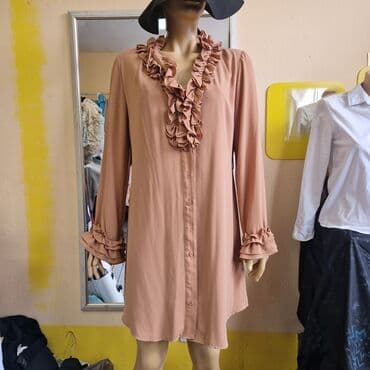 comma haljine 2022: A-Dress XL (EU 42), bоја - Braon, Dugih rukava — 1
