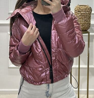kaputi sa krznom novi sad: Ženska zimska jakna – metalik ružičasta - Veličina: M (naznačeno na — 1