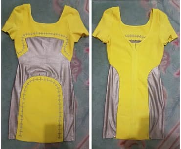 prsluk od vestacke koze: M (EU 38), color - Yellow, Evening, Short sleeves — 6
