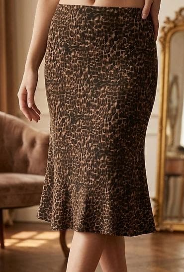 Suknja sa leopard printom - Kroj: pencil silueta koja blago širi rub