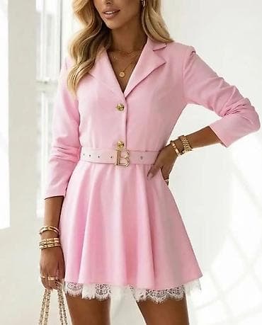 duge elegantne suknje: Elegantna mini haljina sa sakoi‑kragnom i pojasom - Kroj: struk — 6