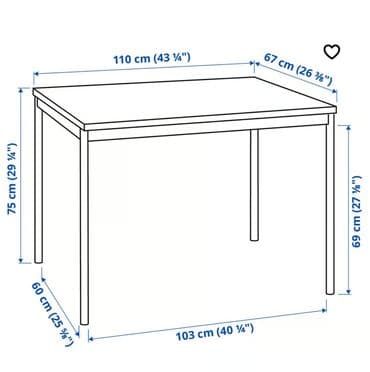 komode za hodnike: Pravougaoni sto crne boje, dimenzija 110 cm x 67 cm, visine 75 cm — 2
