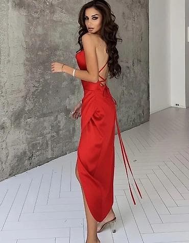 Dresses: Saten haljina midi dužine sa bretelama i visokim bočnim prorezom — 1