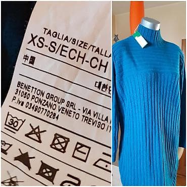 Skirts: Benetton pletena haljina/džemper-haljina, tirkizno-plava. - Model — 4