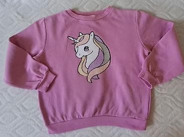 Kids' Clothes: Dečji dukser sa šljokicama – Jednorog, roze - Model: klasičan kroj sa — 4