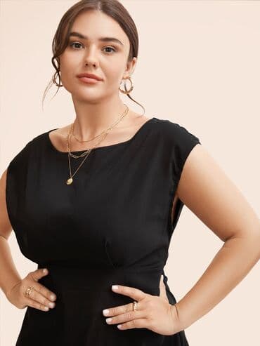 Women's Clothing: 7XL, color - Black, Short sleeves — 5