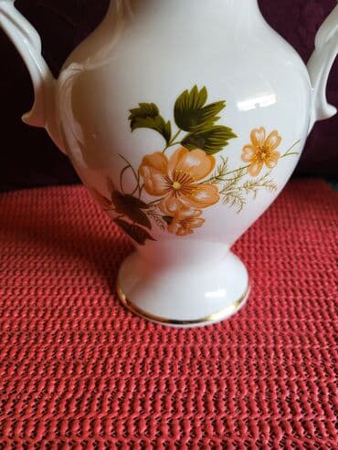 vaza sa cvecem crtez: Vaza nova 70te Zajecar porcelan. Vaza visina. 21cm — 5