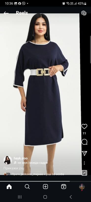 midi haljine h m: 4XL (EU 48), bоја - Tamnoplava, Oversize, Drugi tip rukava — 3