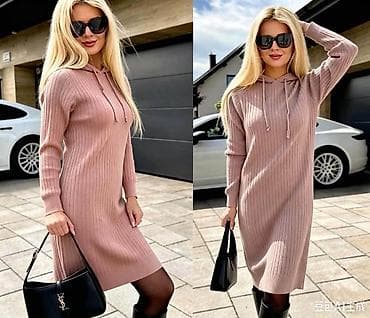 loreal sampon: Fa, Pleteni džemper-haljina s kapuljačom – model S135 - Kroj: ravna — 2